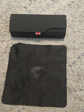 Carrera Eyewear Matte Black Hard Shell Sunglasses Case & Branded Cleaning Cloth